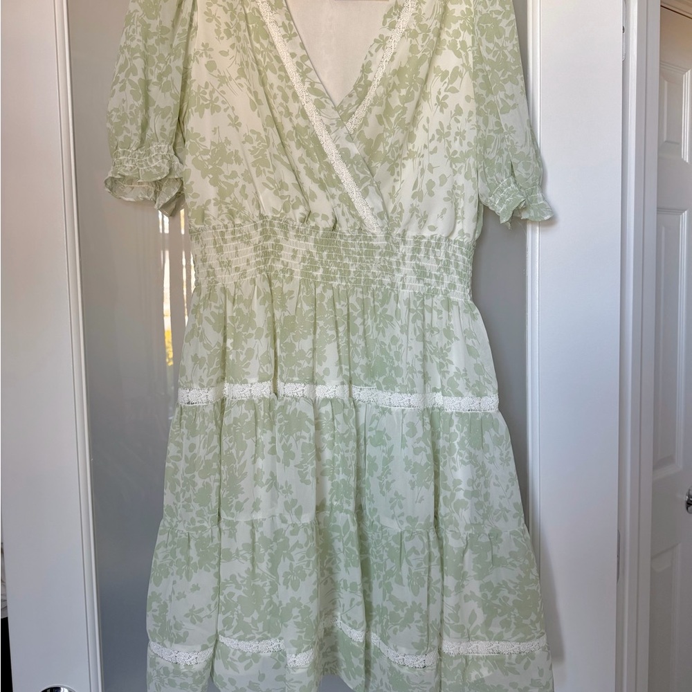 Taylor Light Green Floral Midi Dress